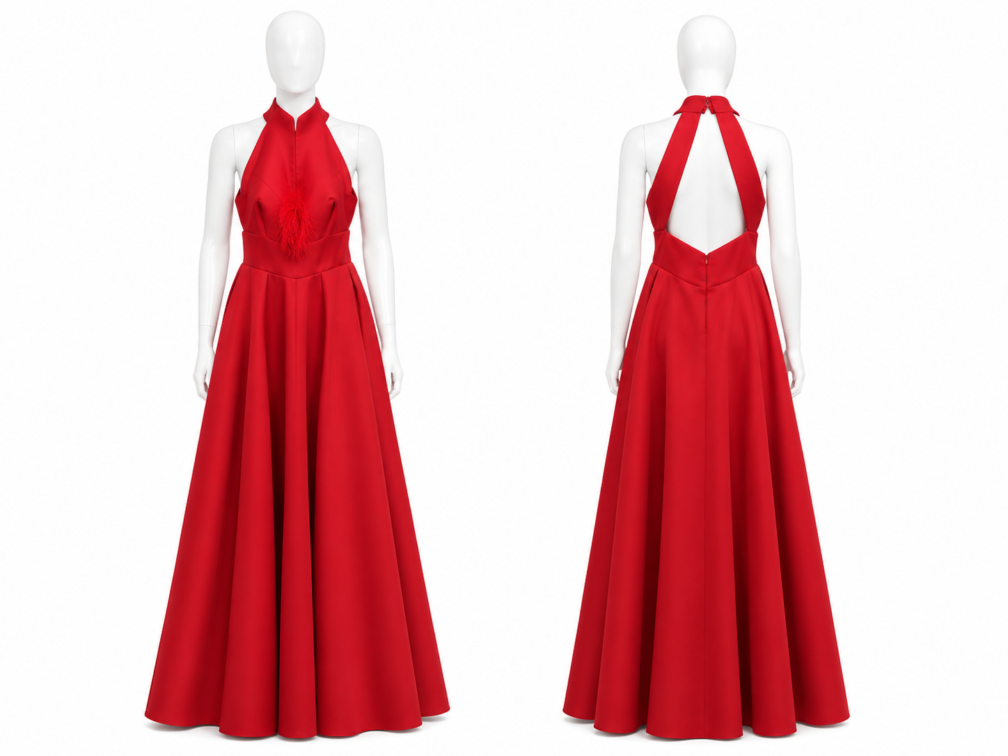2. Robe de  rouge carmin dos nu
