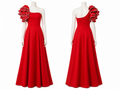 Robe de  rouge rubis asymétrique à volants
