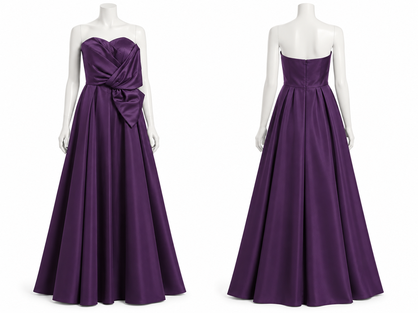 Robe bustier aubergine à drapé noué
