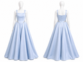 Robe de bal bleu pervenche à taille cristallisée