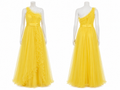 Robe jaune solaire asymétrique en tulle