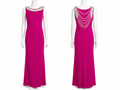 Robe magenta à encolure perlée et dos bijou
