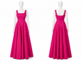 Robe fuchsia à encolure carrée et jupe princesse