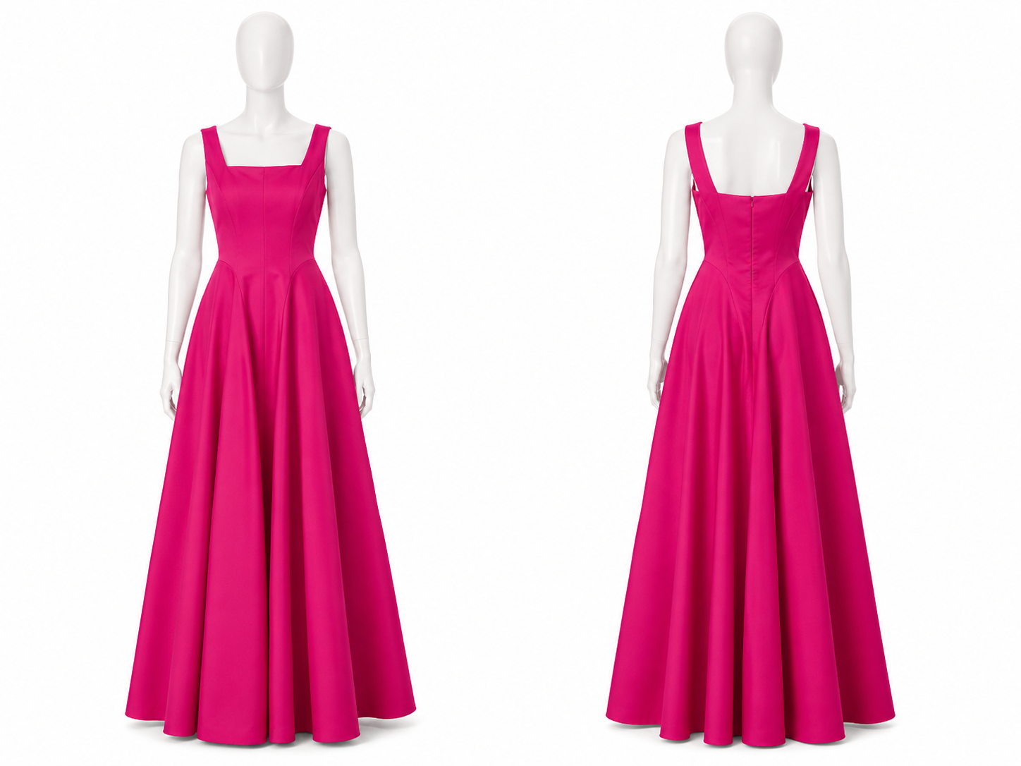 Robe fuchsia à encolure carrée et jupe princesse